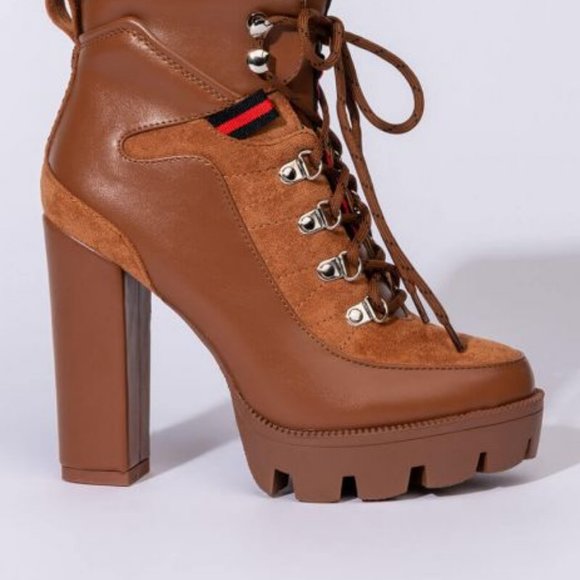 AZALEA WANG I GOT THE SAUCE CHUNKY HEEL BOOTIE IN BROWN  ( BRAND NEW !!!! ) - Picture 4 of 9
